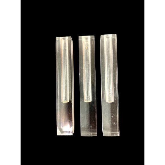 Vintage Minimalist Acrylic Bud Vase Columns 6 Inch Set of 3 - Picture 6 of 6